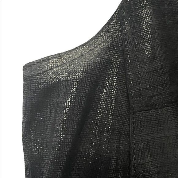 AKRIS Black Mountain Ash Metallic Bodycon 100% Lamb Leather Sleeveless Dress 10 - Picture 6 of 11